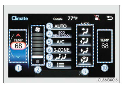 Lexus RX. Using the air conditioning system and defogger